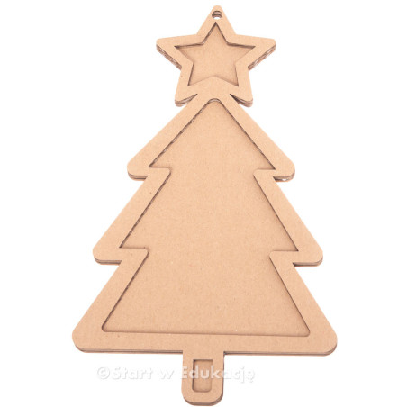 Choinka z gwiazdką na Boże narodzenie z dziurką do zawieszenia - Wysypywanka sensoryczna