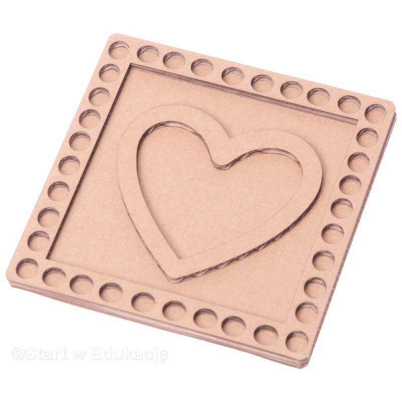 Ramka dziurkowana z serduszkiem mała 13cm - dzień Babci i Dziadka - Wysypywanka sensoryczna