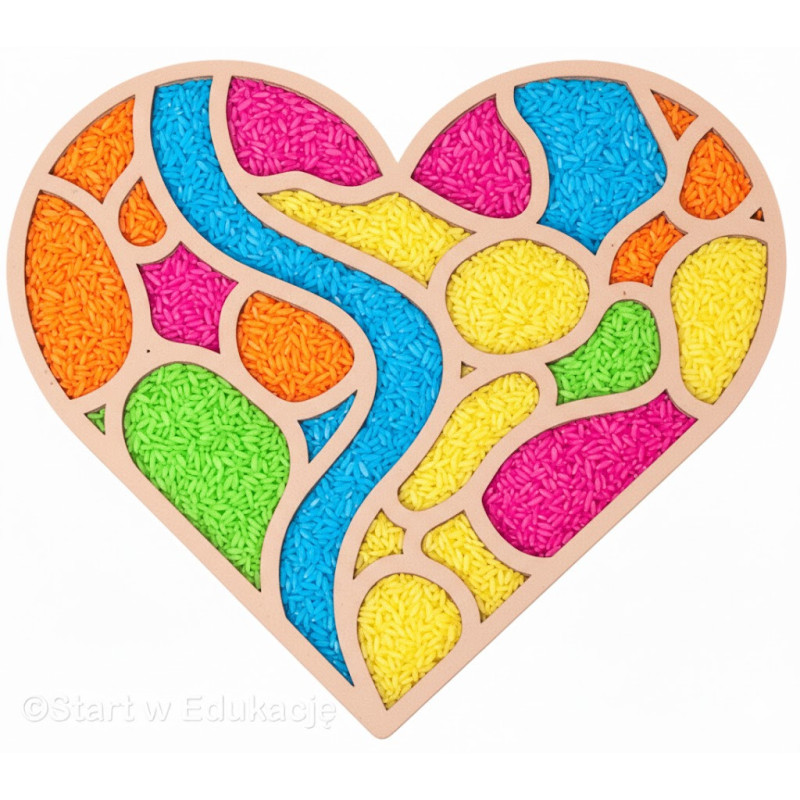Serce wielkie Witraż - walentynki - Wysypywanka sensoryczna